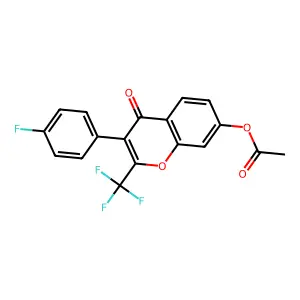 3-(4-fluorophenyl)-4-oxo-2-(trifluoromethyl)-4H-chromen-7-yl acetate structure