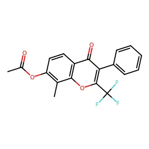8-methyl-4-oxo-3-phenyl-2-(trifluoromethyl)-4H-chromen-7-yl acetate structure