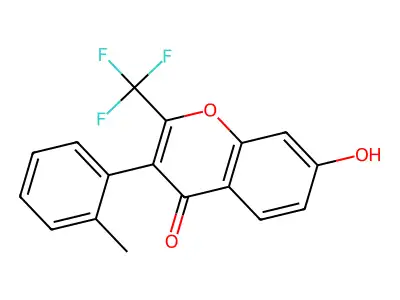 7-hydroxy-3-(2-methylphenyl)-2-(trifluoromethyl)-4H-chromen-4-one structure