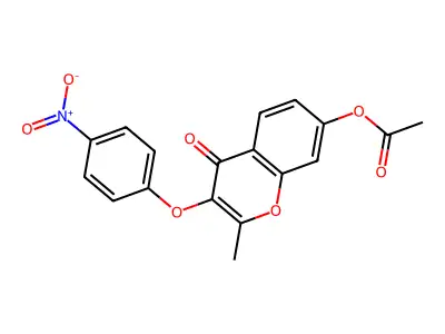 2-methyl-3-(4-nitrophenoxy)-4-oxo-4H-chromen-7-yl acetate structure