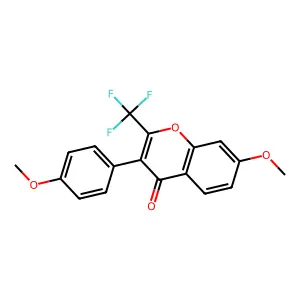7-methoxy-3-(4-methoxyphenyl)-2-(trifluoromethyl)-4H-chromen-4-one structure
