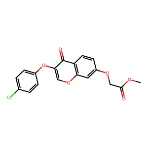 Methyl 2-[3-(4-chlorophenoxy)-4-oxochromen-7-yl]oxyacetate structure