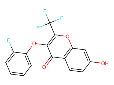 3-(2-Fluoro-phenoxy)-7-hydroxy-2-trifluoromethyl-chromen-4-one structure