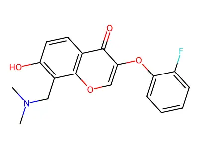 8-((dimethylamino)methyl)-3-(2-fluorophenoxy)-7-hydroxy-4H-chromen-4-one structure