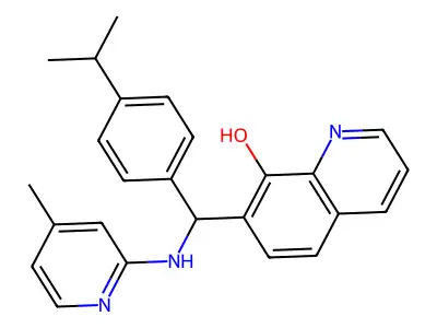 7-[[(4-Methylpyridin-2-yl)amino]-(4-propan-2-ylphenyl)methyl]quinolin-8-ol structure