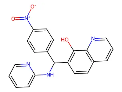7-((4-Nitrophenyl)(pyridin-2-ylamino)methyl)quinolin-8-ol structure