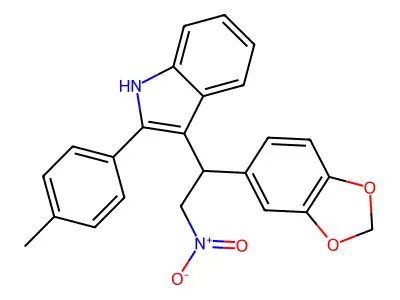 3-[1-(1,3-benzodioxol-5-yl)-2-nitroethyl]-2-(4-methylphenyl)-1H-indole structure