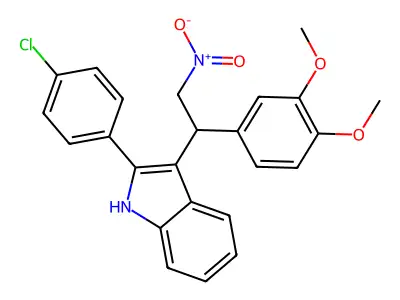 2-(4-chlorophenyl)-3-[1-(3,4-dimethoxyphenyl)-2-nitroethyl]-1H-indole structure