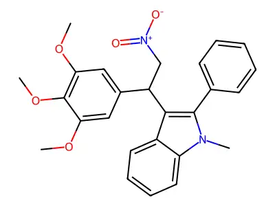 1-methyl-3-[2-nitro-1-(3,4,5-trimethoxyphenyl)ethyl]-2-phenyl-1H-indole structure
