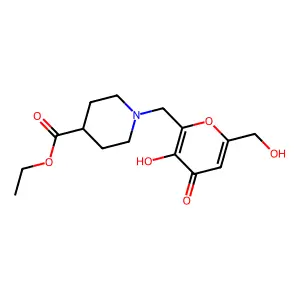 ethyl 1-{[3-hydroxy-6-(hydroxymethyl)-4-oxo-4H-pyran-2-yl]methyl}piperidine-4-carboxylate structure