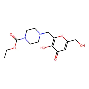 ethyl 4-{[3-hydroxy-6-(hydroxymethyl)-4-oxo-4H-pyran-2-yl]methyl}piperazine-1-carboxylate structure