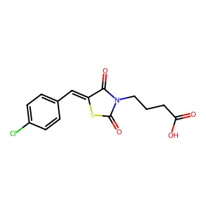 (Z)-4-(5-(4-chlorobenzylidene)-2,4-dioxothiazolidin-3-yl)butanoic acid structure