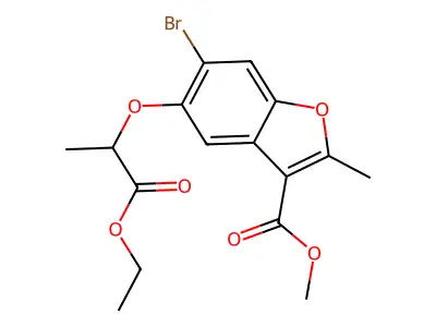 methyl 6-bromo-5-[(1-ethoxy-1-oxopropan-2-yl)oxy]-2-methyl-1-benzofuran-3-carboxylate structure