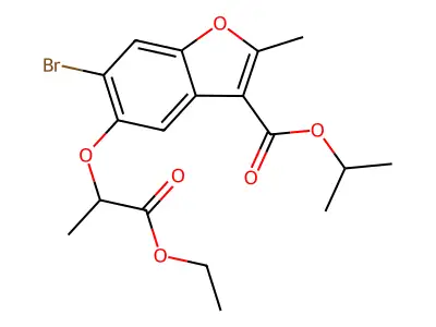 propan-2-yl 6-bromo-5-[(1-ethoxy-1-oxopropan-2-yl)oxy]-2-methyl-1-benzofuran-3-carboxylate structure