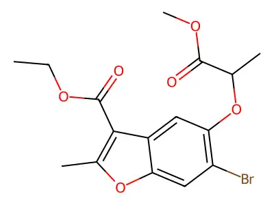ethyl 6-bromo-5-[(1-methoxy-1-oxopropan-2-yl)oxy]-2-methyl-1-benzofuran-3-carboxylate structure