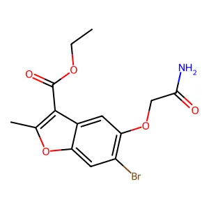 Ethyl 5-(2-amino-2-oxoethoxy)-6-bromo-2-methyl-1-benzofuran-3-carboxylate structure