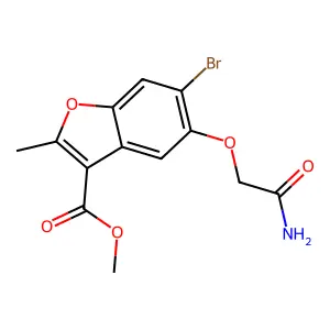 Methyl 5-(2-amino-2-oxoethoxy)-6-bromo-2-methyl-1-benzofuran-3-carboxylate structure