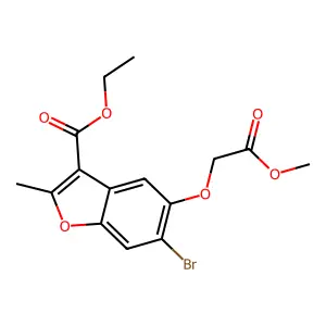 Ethyl 6-bromo-5-(2-methoxy-2-oxoethoxy)-2-methyl-1-benzofuran-3-carboxylate structure