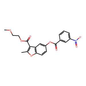 2-Methoxyethyl 2-methyl-5-((3-nitrobenzoyl)oxy)benzofuran-3-carboxylate structure
