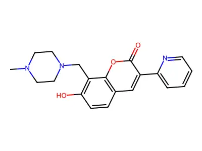 7-hydroxy-8-((4-methylpiperazin-1-yl)methyl)-3-(pyridin-2-yl)-2H-chromen-2-one structure