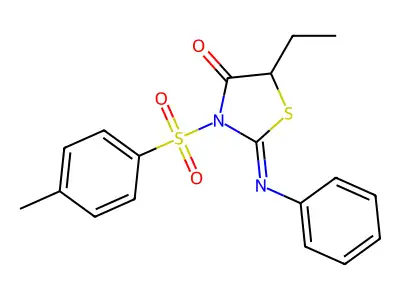 (Z)-5-ethyl-2-(phenylimino)-3-tosylthiazolidin-4-one structure