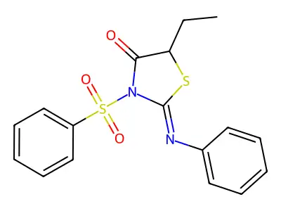 (2E)-5-ethyl-2-(phenylimino)-3-(phenylsulfonyl)-1,3-thiazolidin-4-one structure