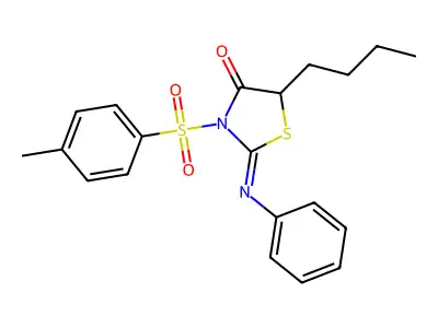 5-Butyl-2-(phenylimino)-3-tosylthiazolidin-4-one structure