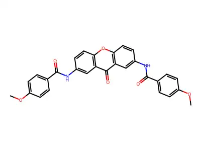 4-methoxy-N-{7-[(4-methoxybenzoyl)amino]-9-oxo-9H-xanthen-2-yl}benzamide structure