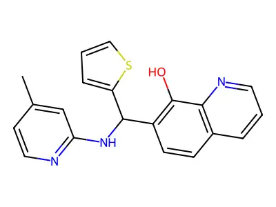 7-(((4-Methylpyridin-2-yl)amino)(thiophen-2-yl)methyl)quinolin-8-ol structure