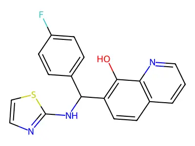 7-[(4-Fluorophenyl)[(1,3-thiazol-2-yl)amino]methyl]quinolin-8-ol structure