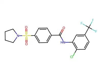 N-[2-chloro-5-(trifluoromethyl)phenyl]-4-pyrrolidin-1-ylsulfonylbenzamide structure