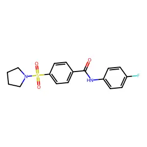 N-(4-fluorophenyl)-4-pyrrolidin-1-ylsulfonylbenzamide structure