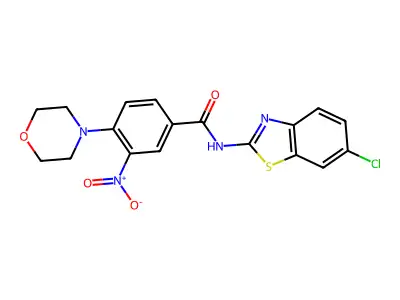 N-(6-chloro-1,3-benzothiazol-2-yl)-4-(morpholin-4-yl)-3-nitrobenzamide structure
