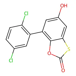 7-(2,5-Dichlorophenyl)-5-hydroxy-1,3-benzoxathiol-2-one structure