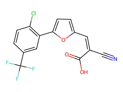 3-[5-[2-Chloro-5-(trifluoromethyl)phenyl]furan-2-yl]-2-cyanoprop-2-enoic acid structure