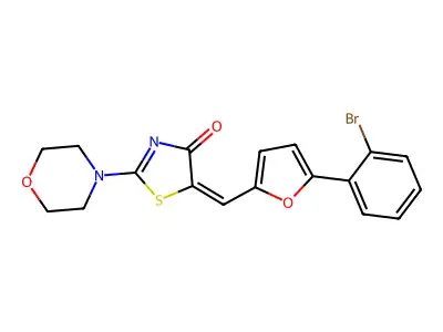 (E)-5-((5-(2-bromophenyl)furan-2-yl)methylene)-2-morpholinothiazol-4(5H)-one structure