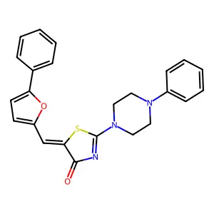 (5Z)-5-[(5-phenylfuran-2-yl)methylidene]-2-(4-phenylpiperazin-1-yl)-1,3-thiazol-4-one structure