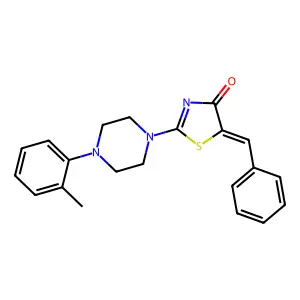 (5E)-5-benzylidene-2-[4-(2-methylphenyl)piperazin-1-yl]-1,3-thiazol-4-one structure