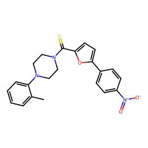 (5-(4-Nitrophenyl)furan-2-yl)(4-(o-tolyl)piperazin-1-yl)methanethione structure