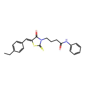 (Z)-4-(5-(4-ethylbenzylidene)-4-oxo-2-thioxothiazolidin-3-yl)-N-phenylbutanamide structure
