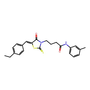 4-[(5Z)-5-(4-ethylbenzylidene)-4-oxo-2-thioxo-1,3-thiazolidin-3-yl]-N-(3-methylphenyl)butanamide structure
