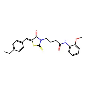 4-[(5Z)-5-(4-ethylbenzylidene)-4-oxo-2-thioxo-1,3-thiazolidin-3-yl]-N-(2-methoxyphenyl)butanamide structure