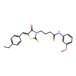 4-[(5Z)-5-(4-ethylbenzylidene)-4-oxo-2-thioxo-1,3-thiazolidin-3-yl]-N-(3-methoxyphenyl)butanamide structure