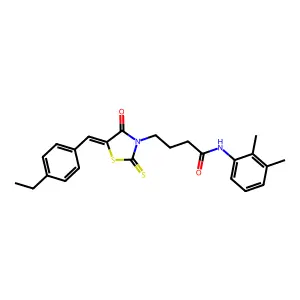 N-(2,3-dimethylphenyl)-4-[(5Z)-5-(4-ethylbenzylidene)-4-oxo-2-thioxo-1,3-thiazolidin-3-yl]butanamide structure