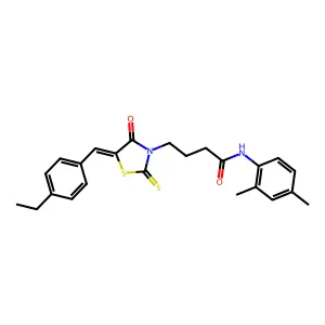 N-(2,4-dimethylphenyl)-4-[(5Z)-5-(4-ethylbenzylidene)-4-oxo-2-thioxo-1,3-thiazolidin-3-yl]butanamide structure