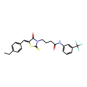 (Z)-4-(5-(4-ethylbenzylidene)-4-oxo-2-thioxothiazolidin-3-yl)-N-(3-(trifluoromethyl)phenyl)butanamide structure