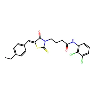 N-(2,3-dichlorophenyl)-4-[(5Z)-5-(4-ethylbenzylidene)-4-oxo-2-thioxo-1,3-thiazolidin-3-yl]butanamide structure
