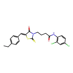 N-(2,4-dichlorophenyl)-4-[(5Z)-5-(4-ethylbenzylidene)-4-oxo-2-thioxo-1,3-thiazolidin-3-yl]butanamide structure