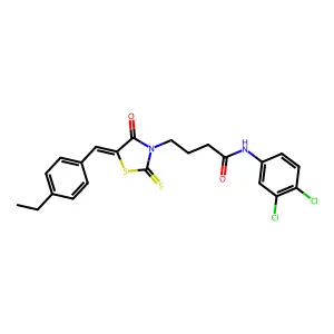N-(3,4-dichlorophenyl)-4-[(5Z)-5-(4-ethylbenzylidene)-4-oxo-2-thioxo-1,3-thiazolidin-3-yl]butanamide structure