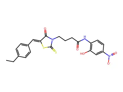 (Z)-4-(5-(4-ethylbenzylidene)-4-oxo-2-thioxothiazolidin-3-yl)-N-(2-hydroxy-4-nitrophenyl)butanamide structure